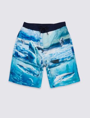 Photo Shark Print Swim Shorts &#40;3-14 Years&#41;